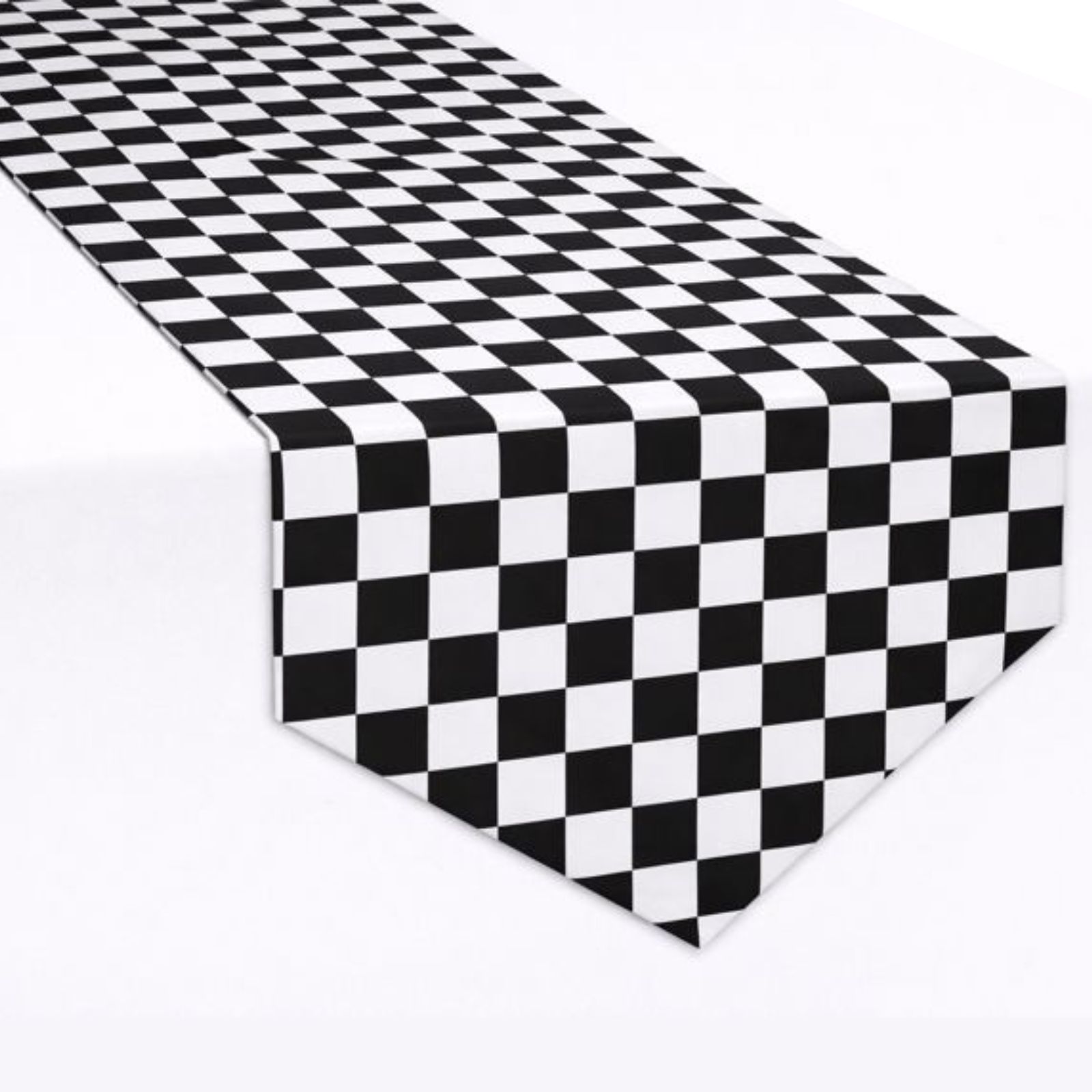 Black and White Chequered Paper Table Runner