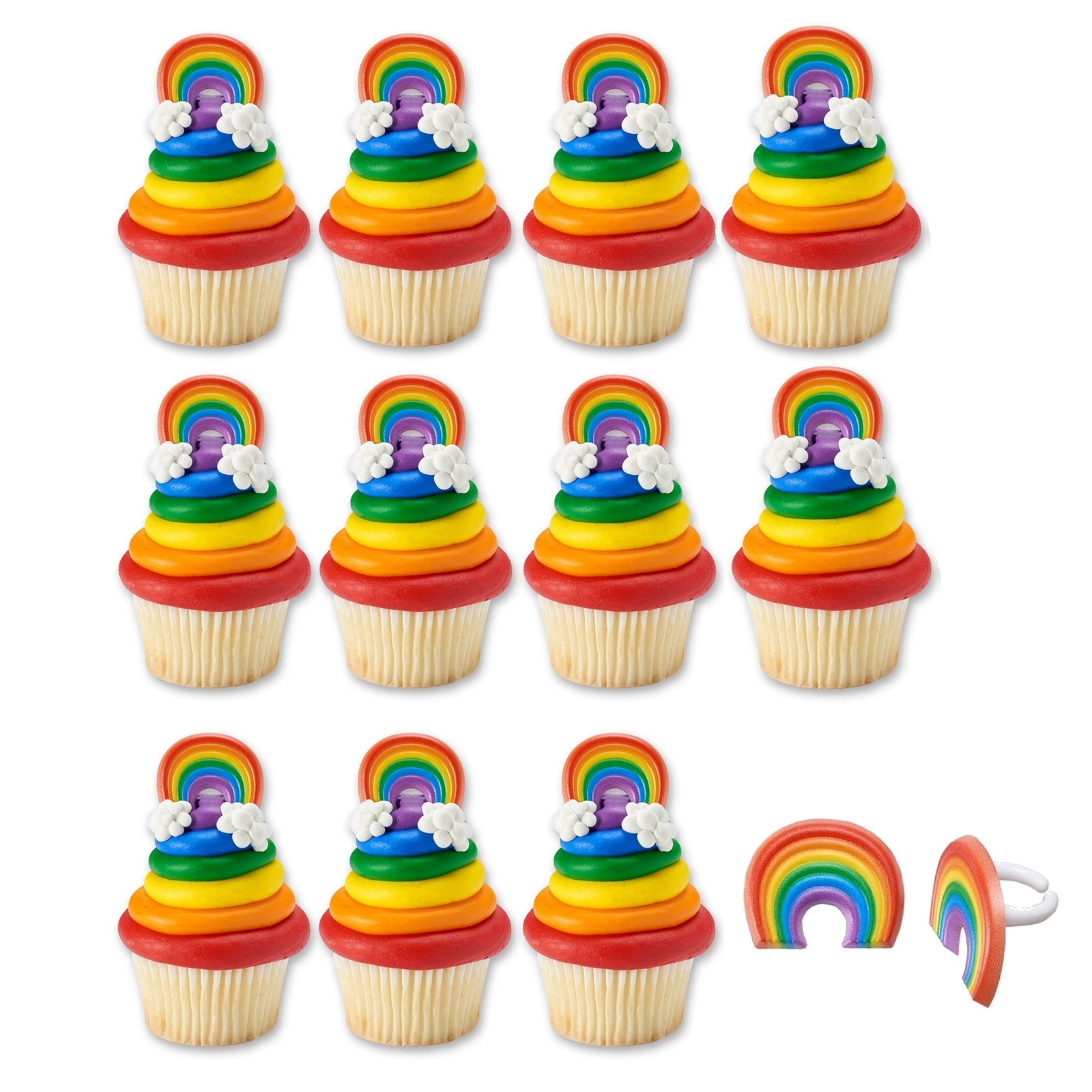 Rainbow Cupcake Rings (Pack of 12)
