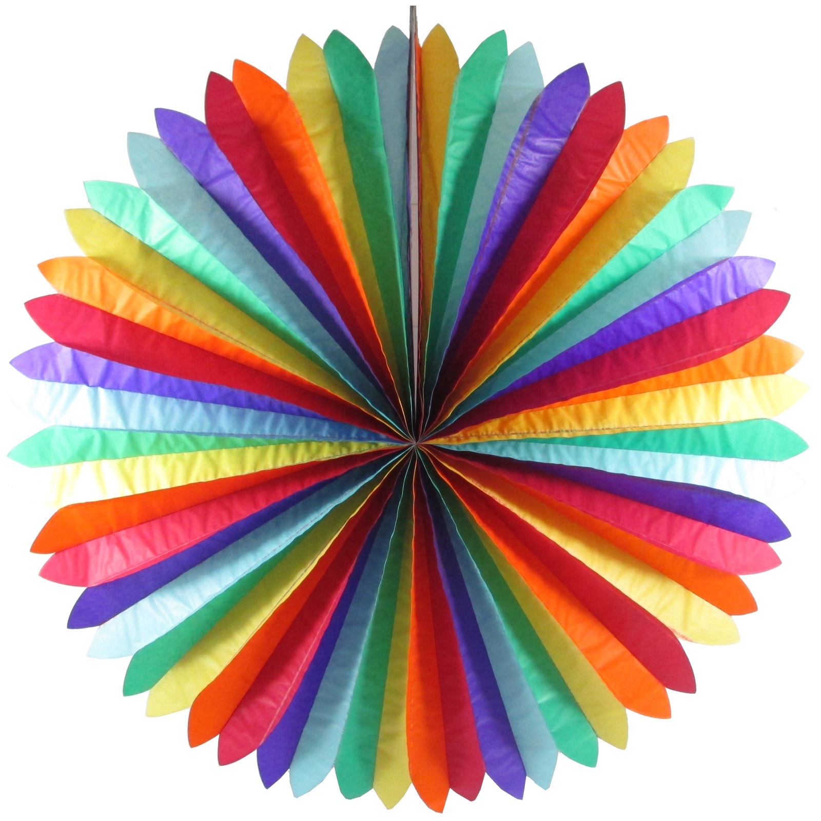 Large Rainbow Coloured Tissue Fan Rainbow Party Supplies Coloured