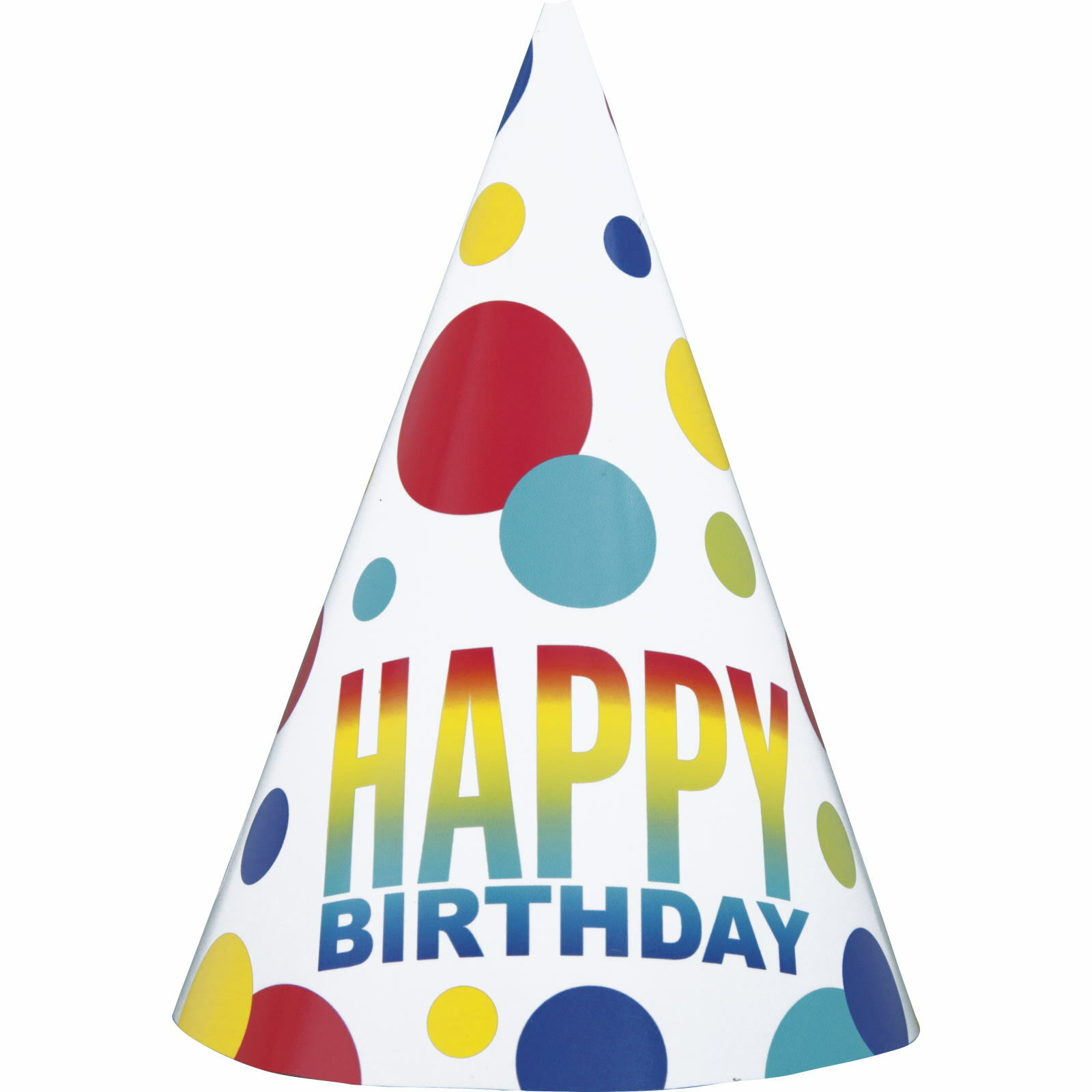 Rainbow Spots Happy Birthday Party Hats (Pack of 8)