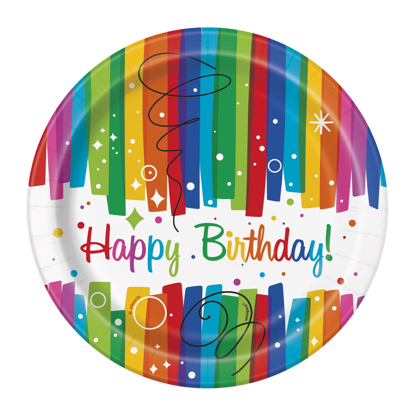 Rainbow Ribbons Happy Birthday Small Paper Plates (Pack of 8)
