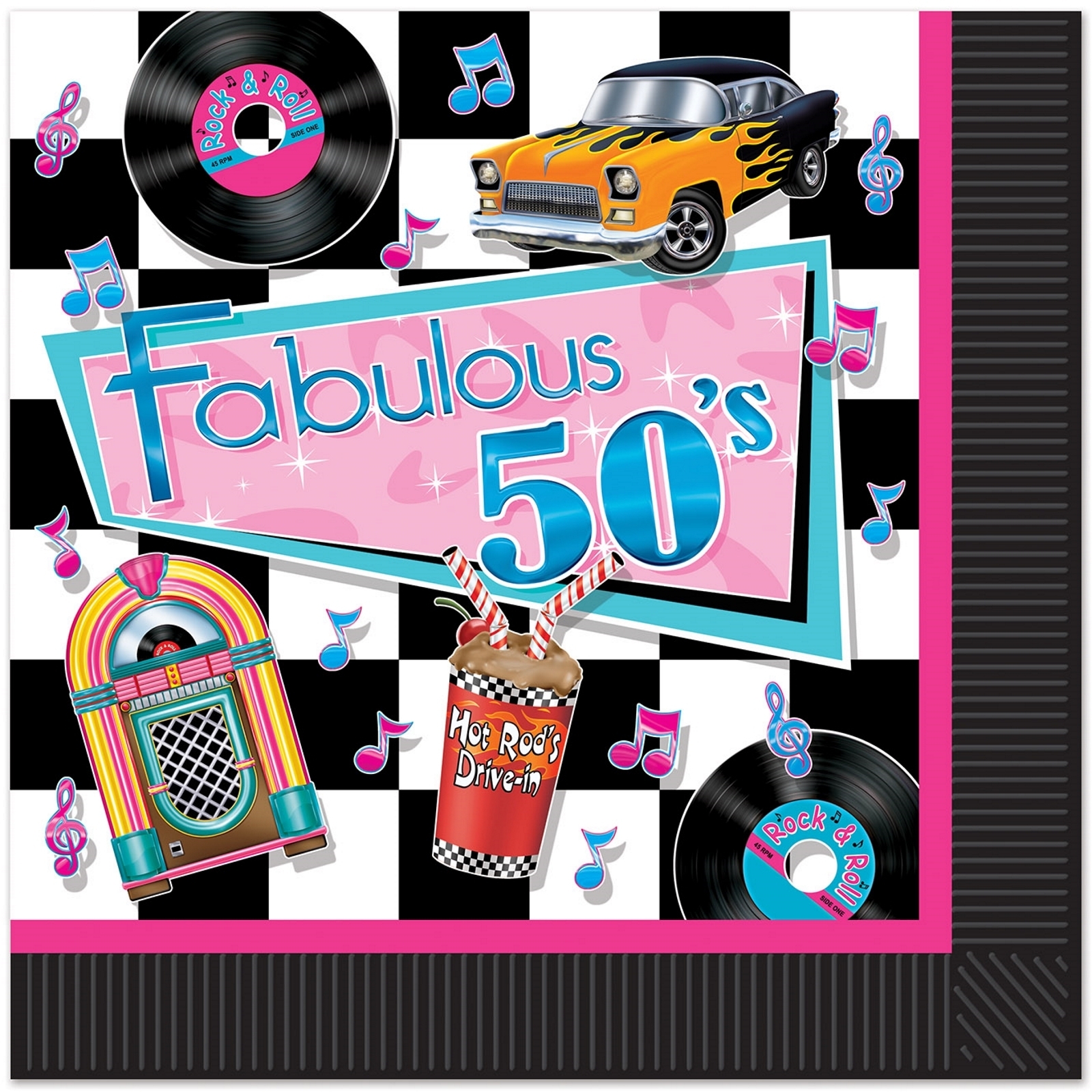 Fabulous 50's Rock and Roll Large Napkins / Serviettes (Pack of 16)