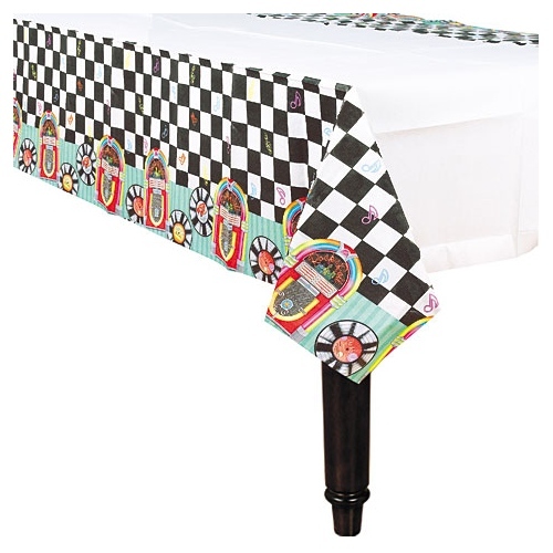 Sock Hop Rock and Roll Paper Tablecloth