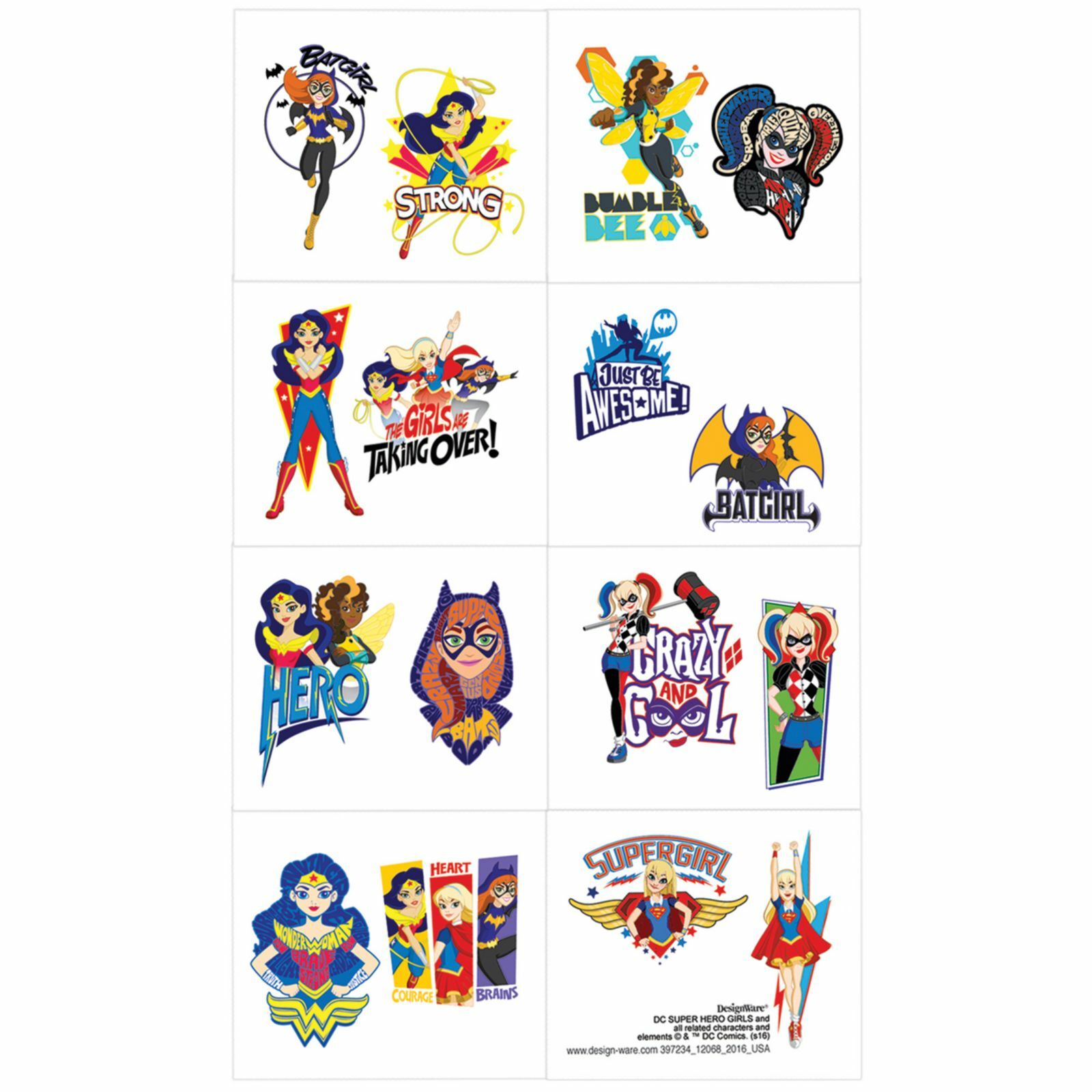 Super Hero Girls Tattoos (1 Sheet)