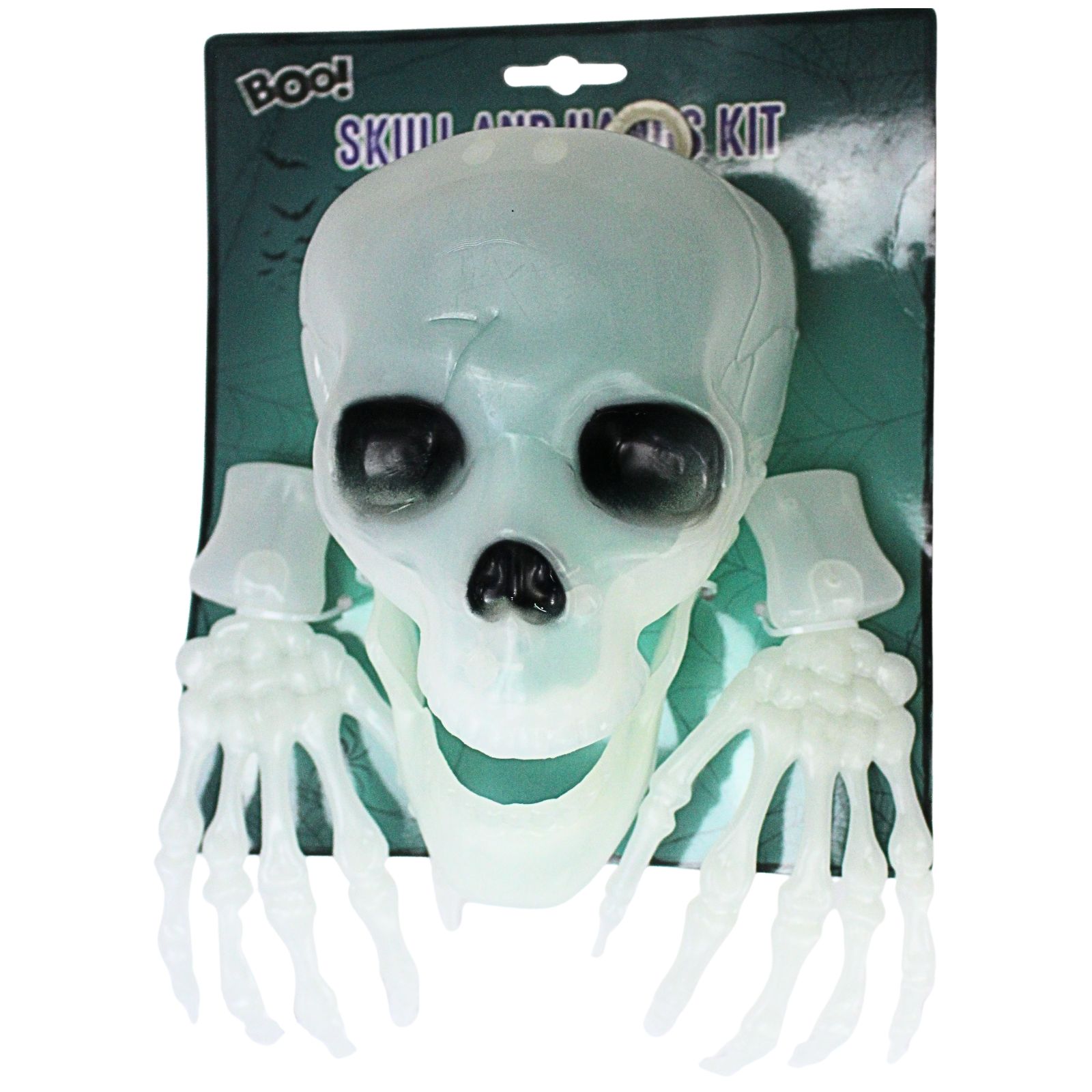 Glow in the Dark Skull and Hands Decoration Set