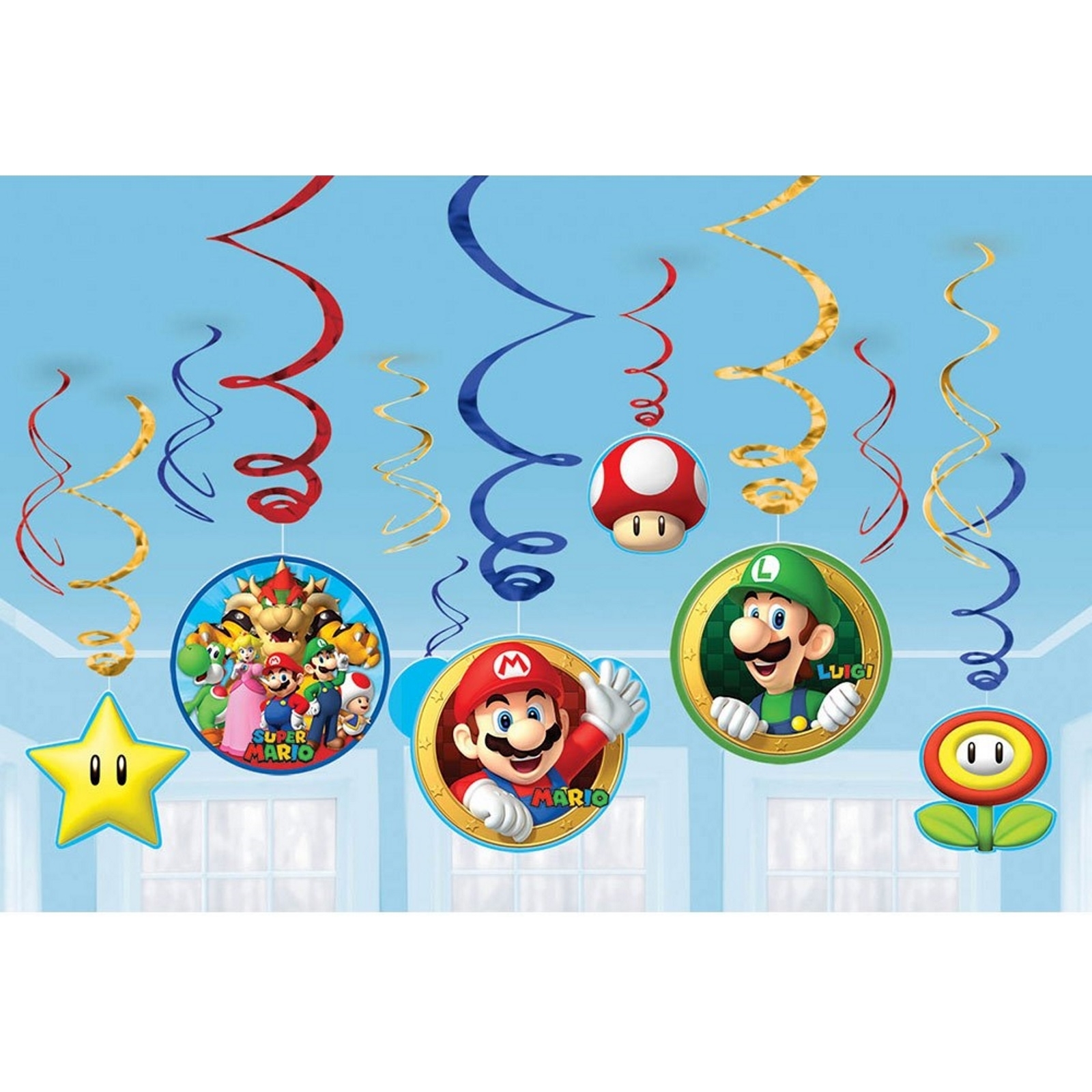 Super Mario Bros. Swirl Decorations (Pack of 12)