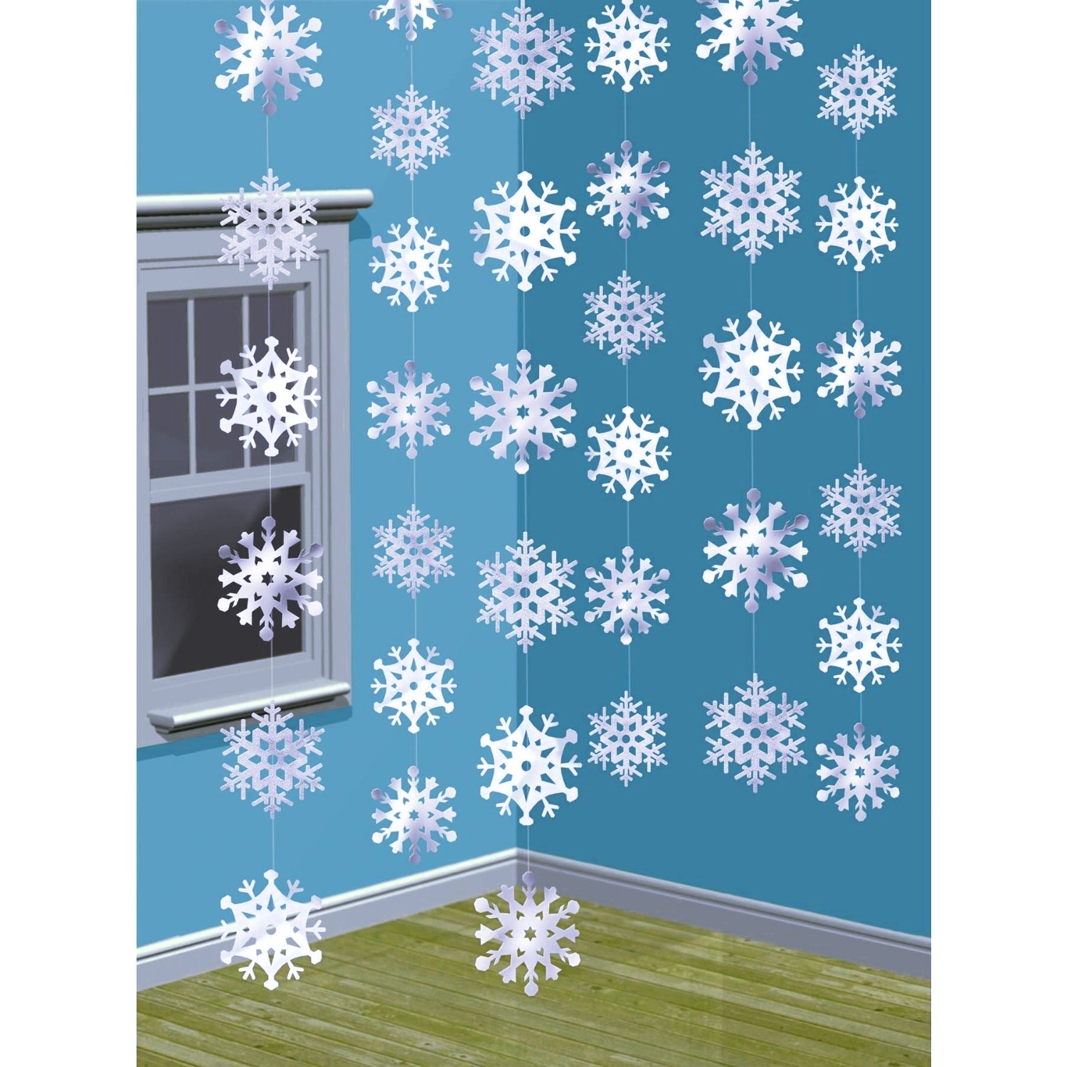 Snowflake Foil String Decorations (Pack of 6)