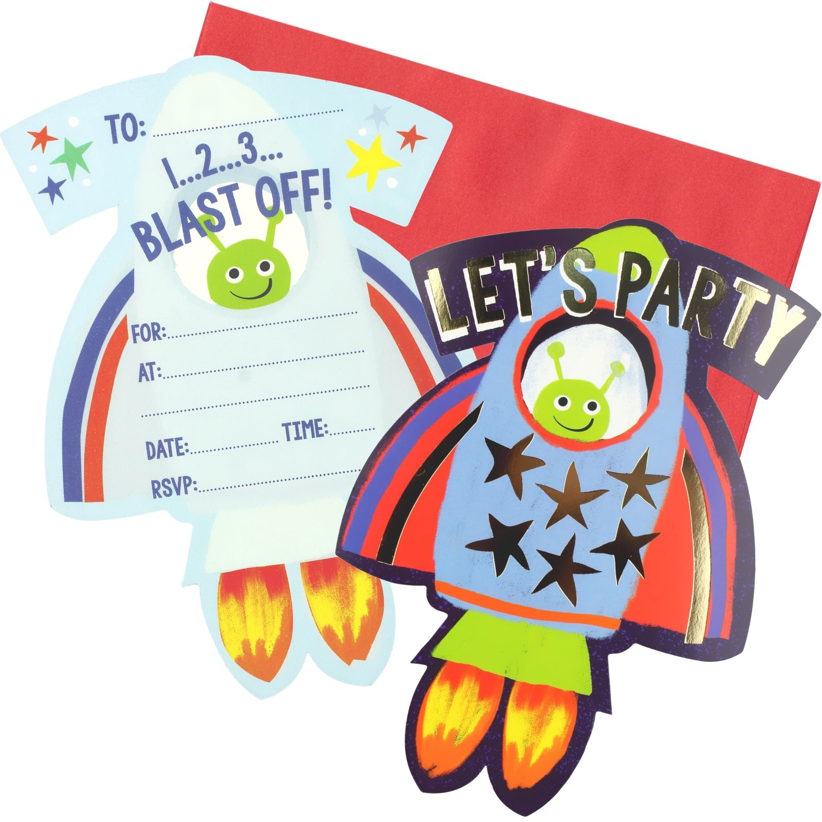 Space Rocket Invitations (Pack of 8)