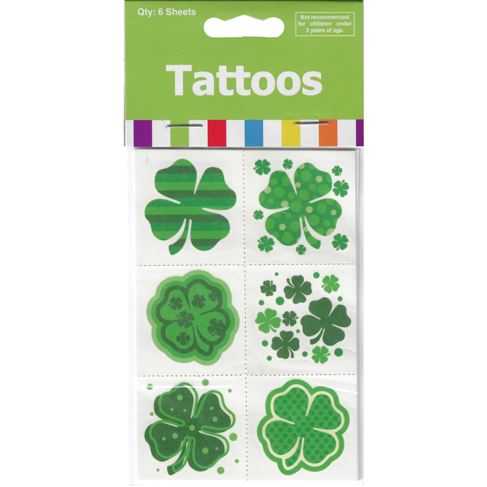 St. Patrick's Day Four Leaf Clover Tattoos (Pack of 36) 