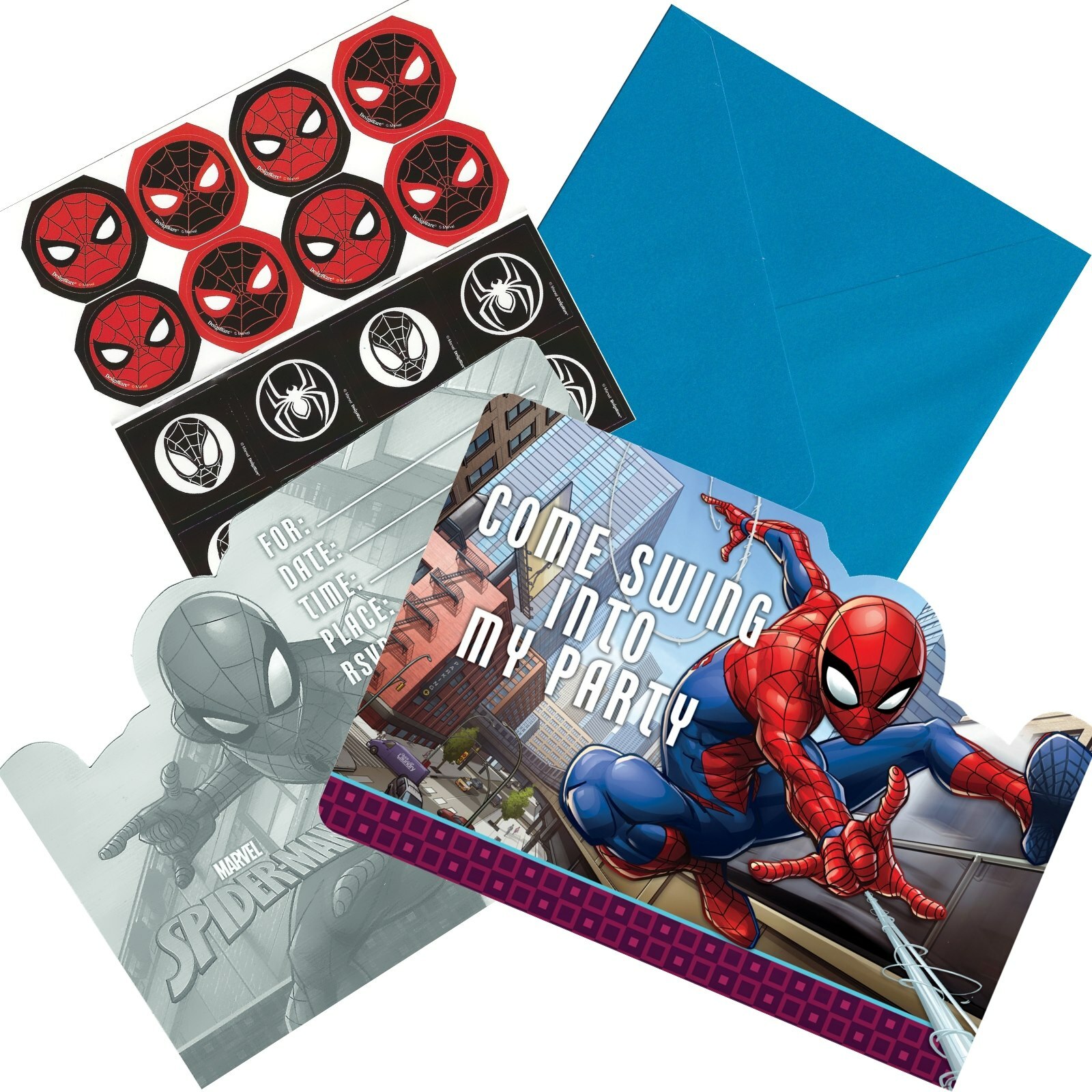 Spiderman Webbed Wonder Party Invitation Set (Pack of 8)