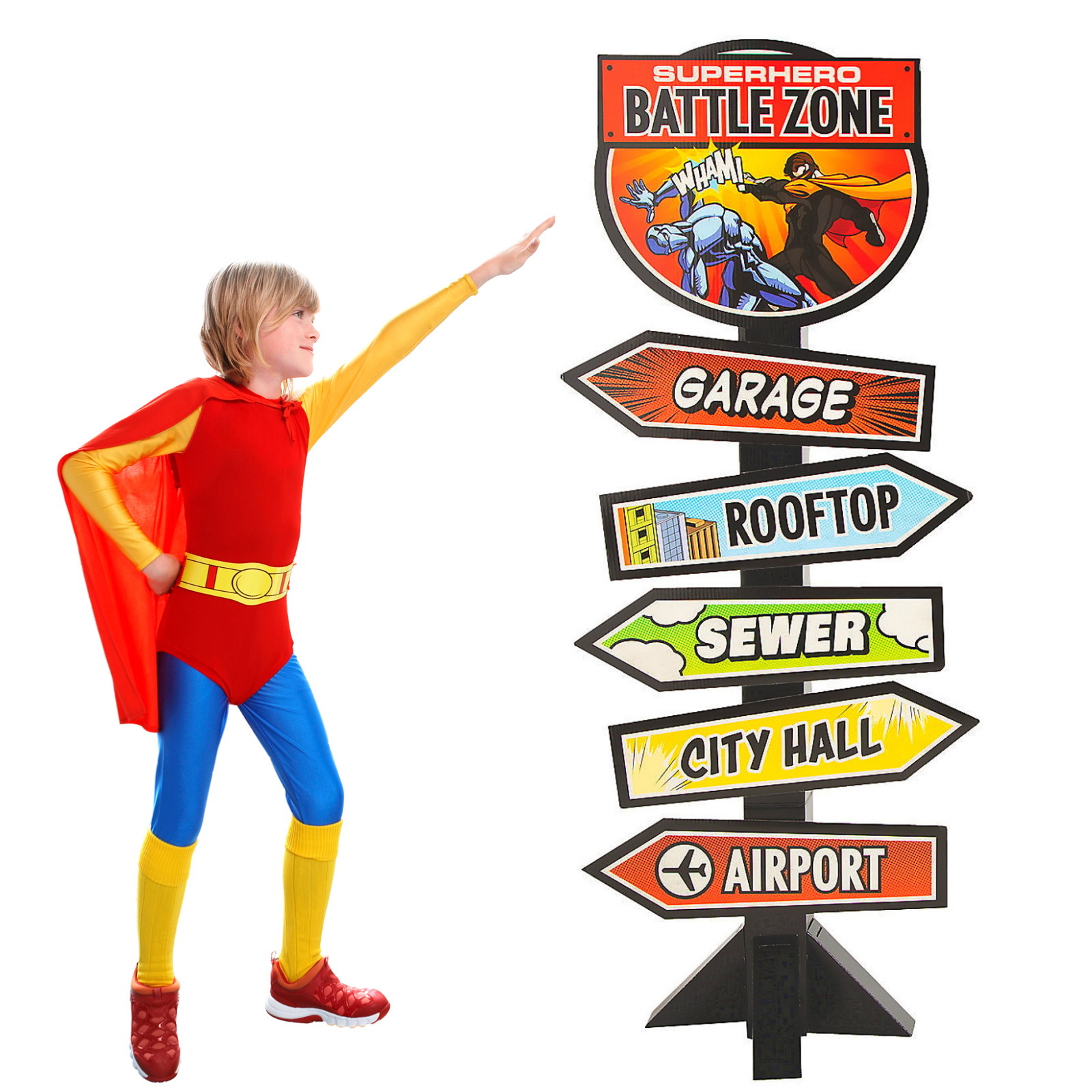 Comic Superhero Directional Sign