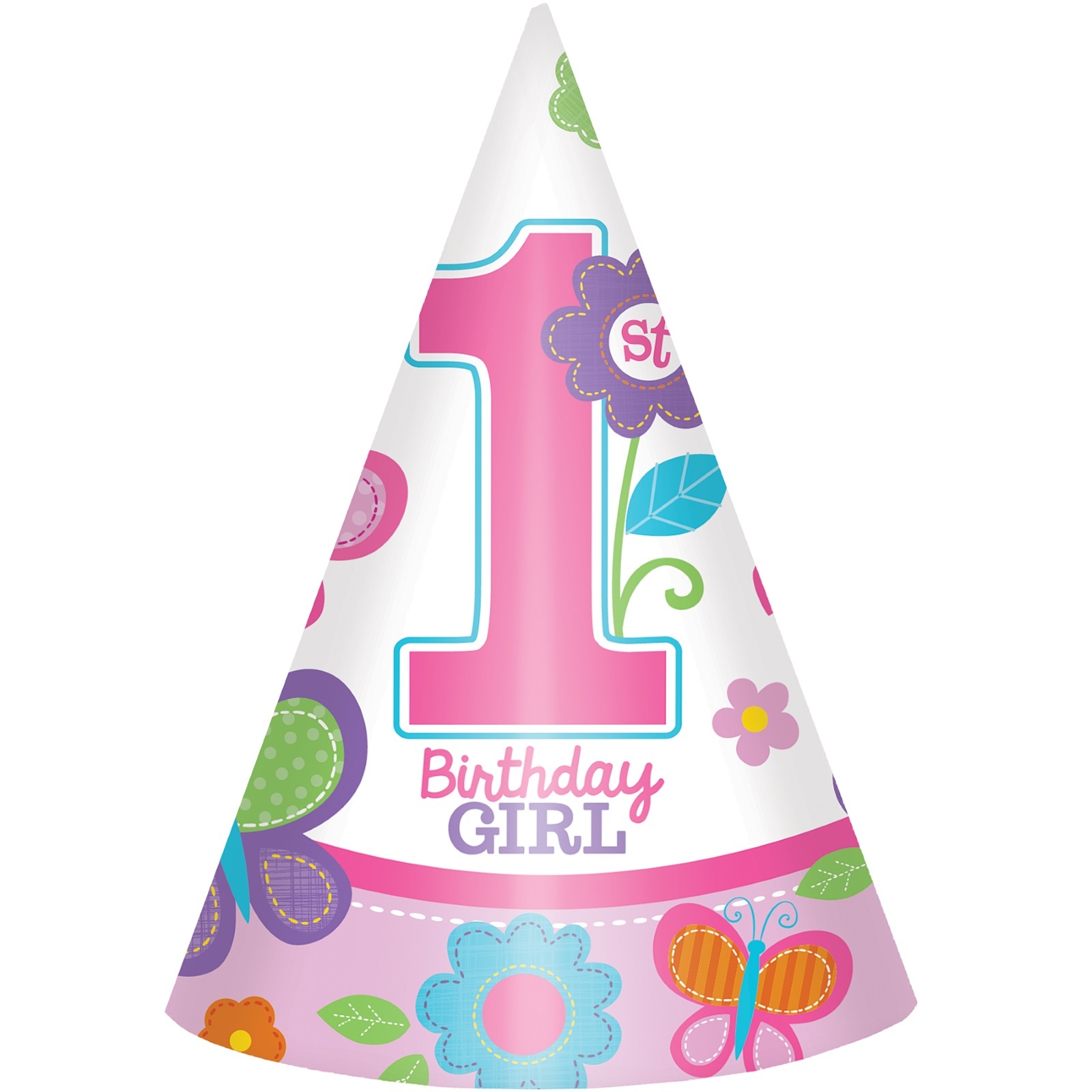 Sweet Birthday Girl Party Hats (Pack of 8)