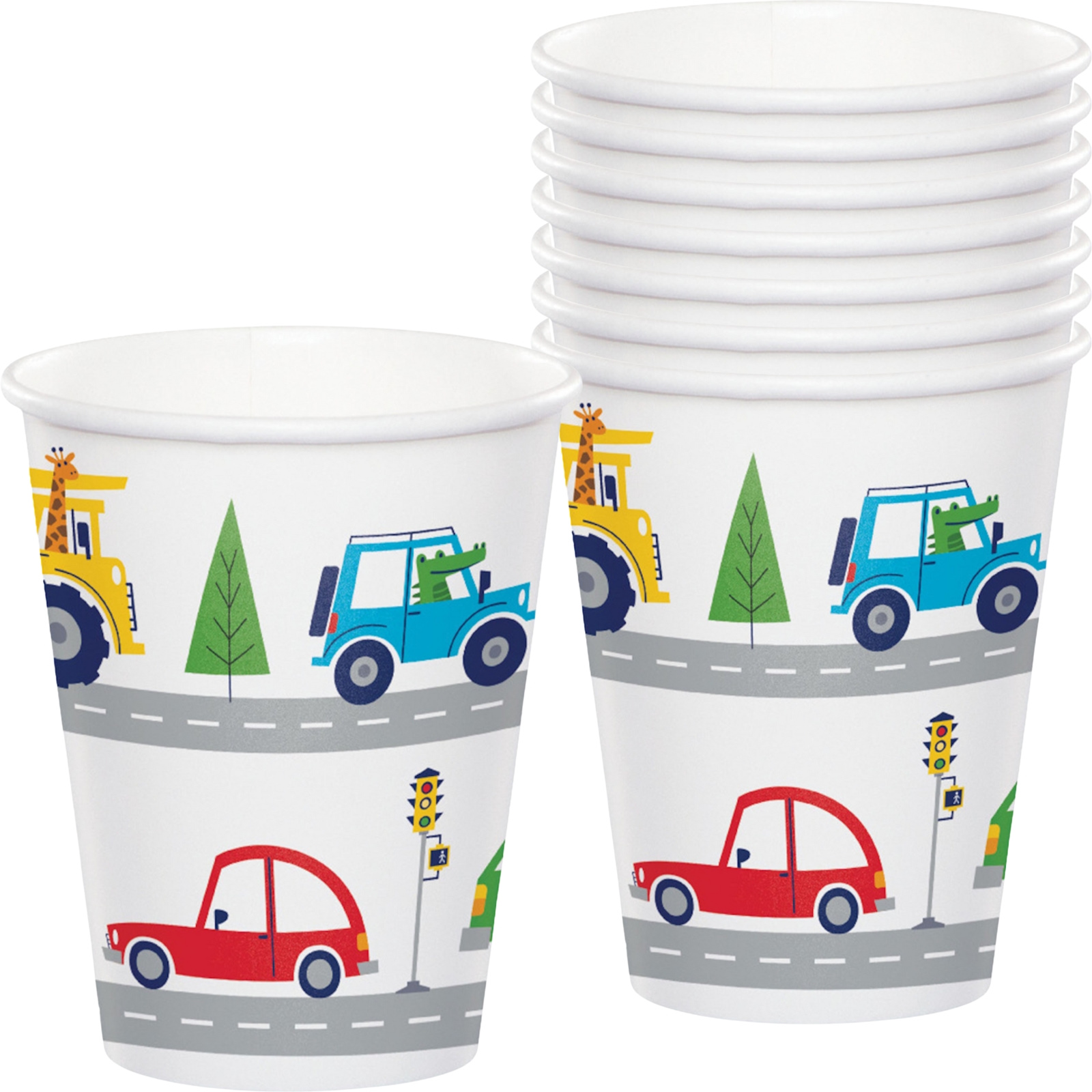 Transportation Time Paper Cups (Pack of 8)