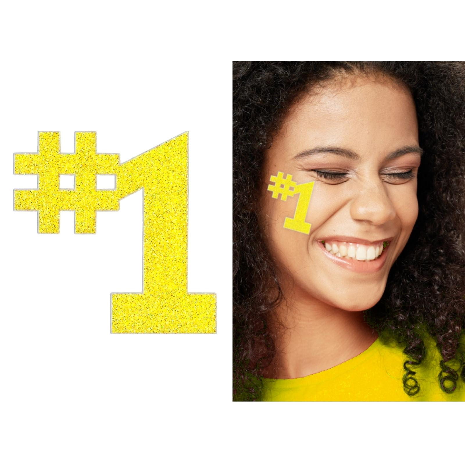 Yellow Number 1 Glitter Body Jewellery