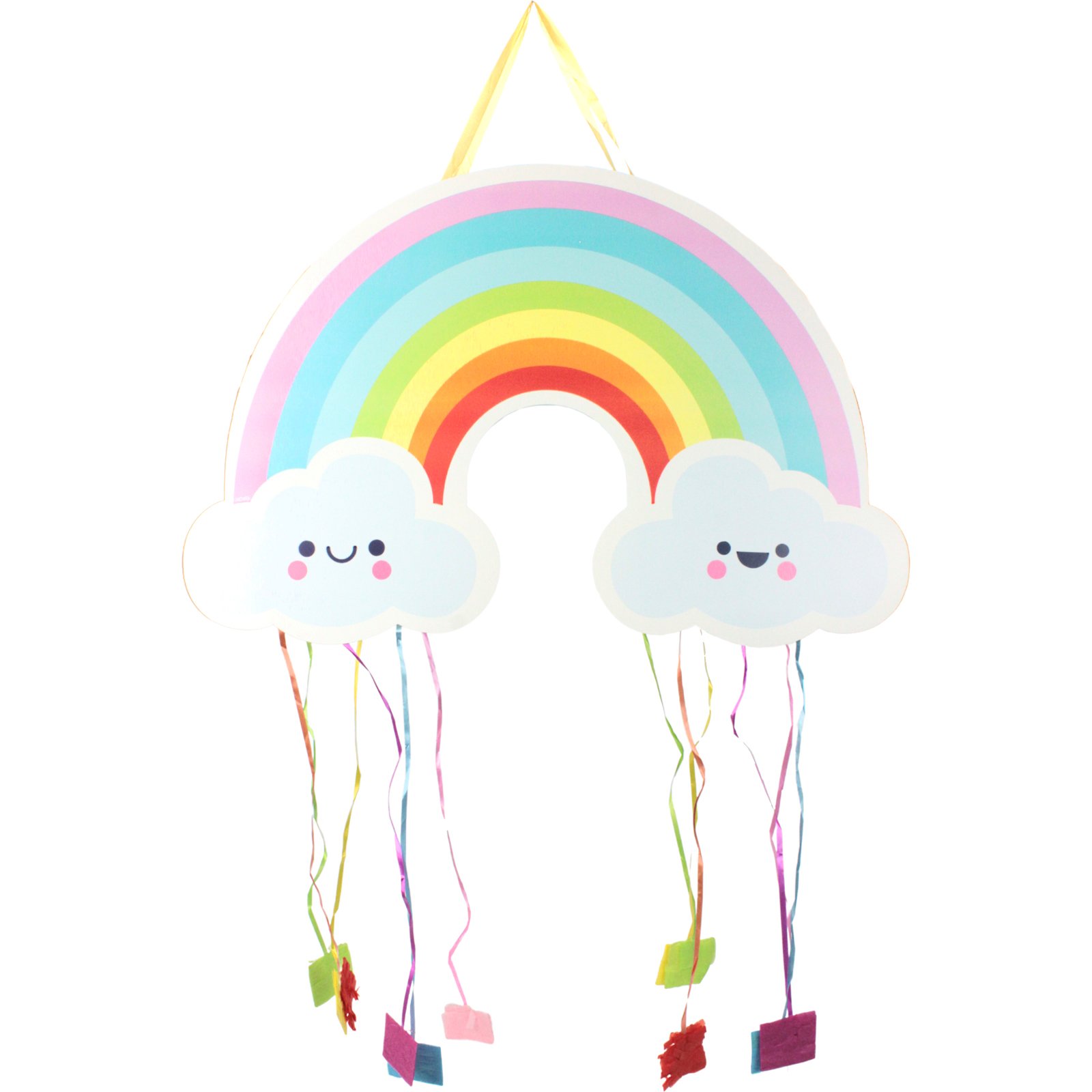 Smiley Rainbow Clouds Bag Style Pull String Pinata 