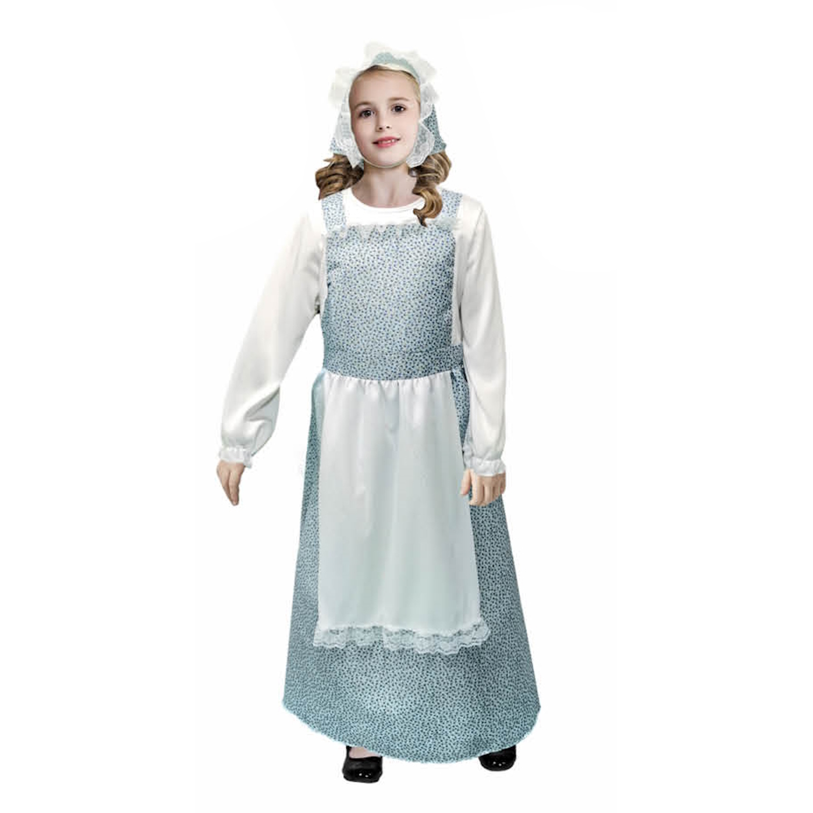 Girls Blue Pioneer Maid Costume 6-9 Years