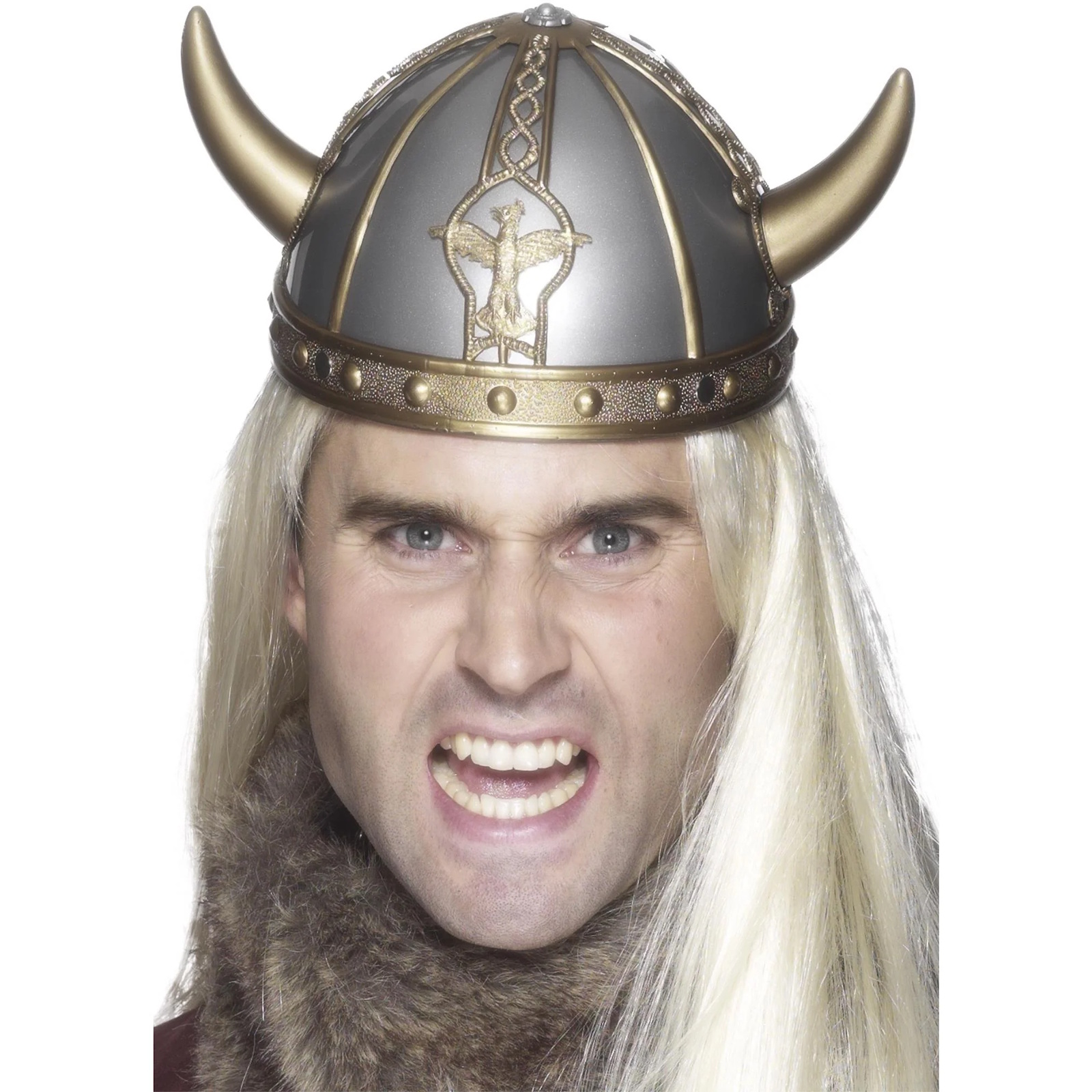 Silver and Gold Viking Helmet