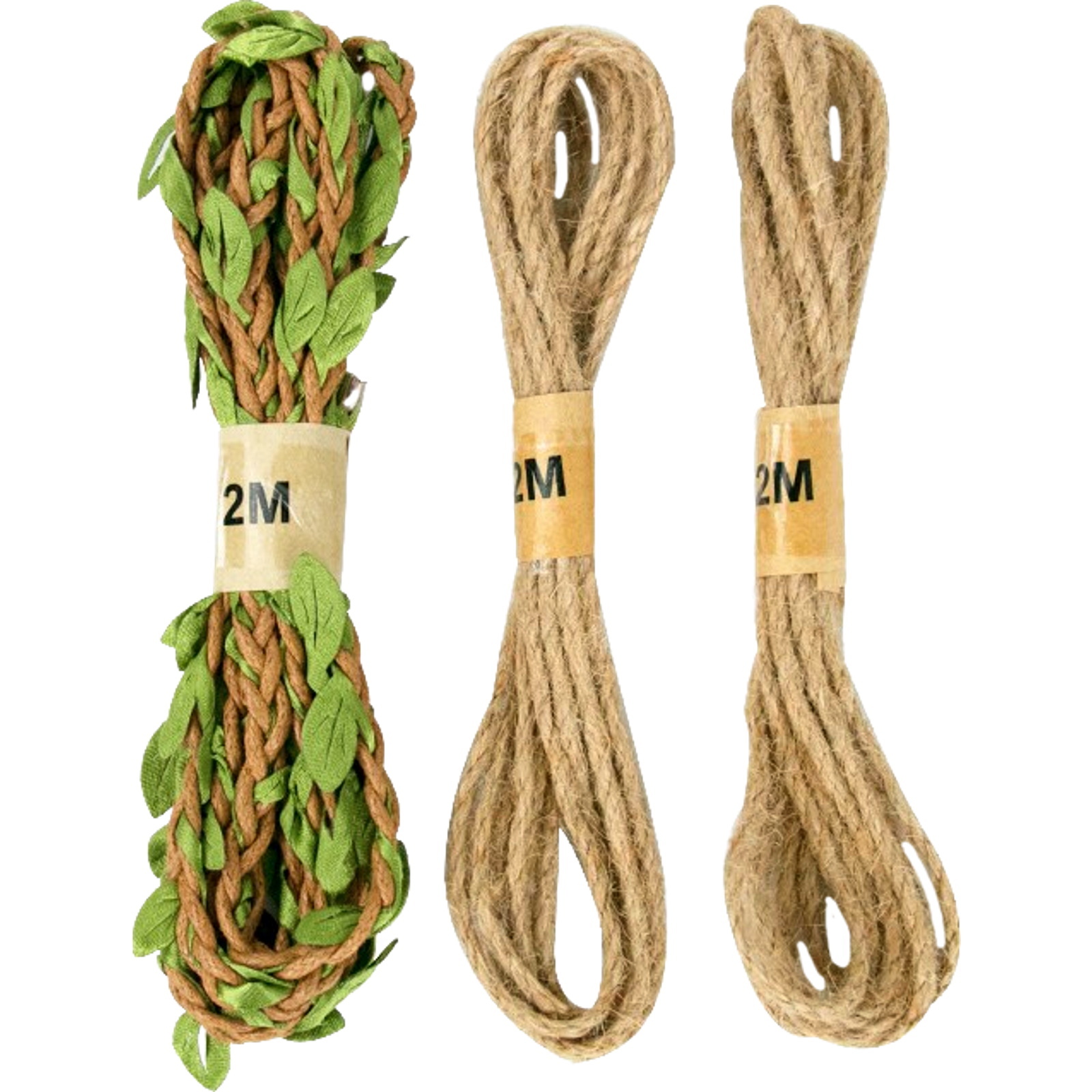 Decorative Leaf and Linen Ropes (Set of 3)