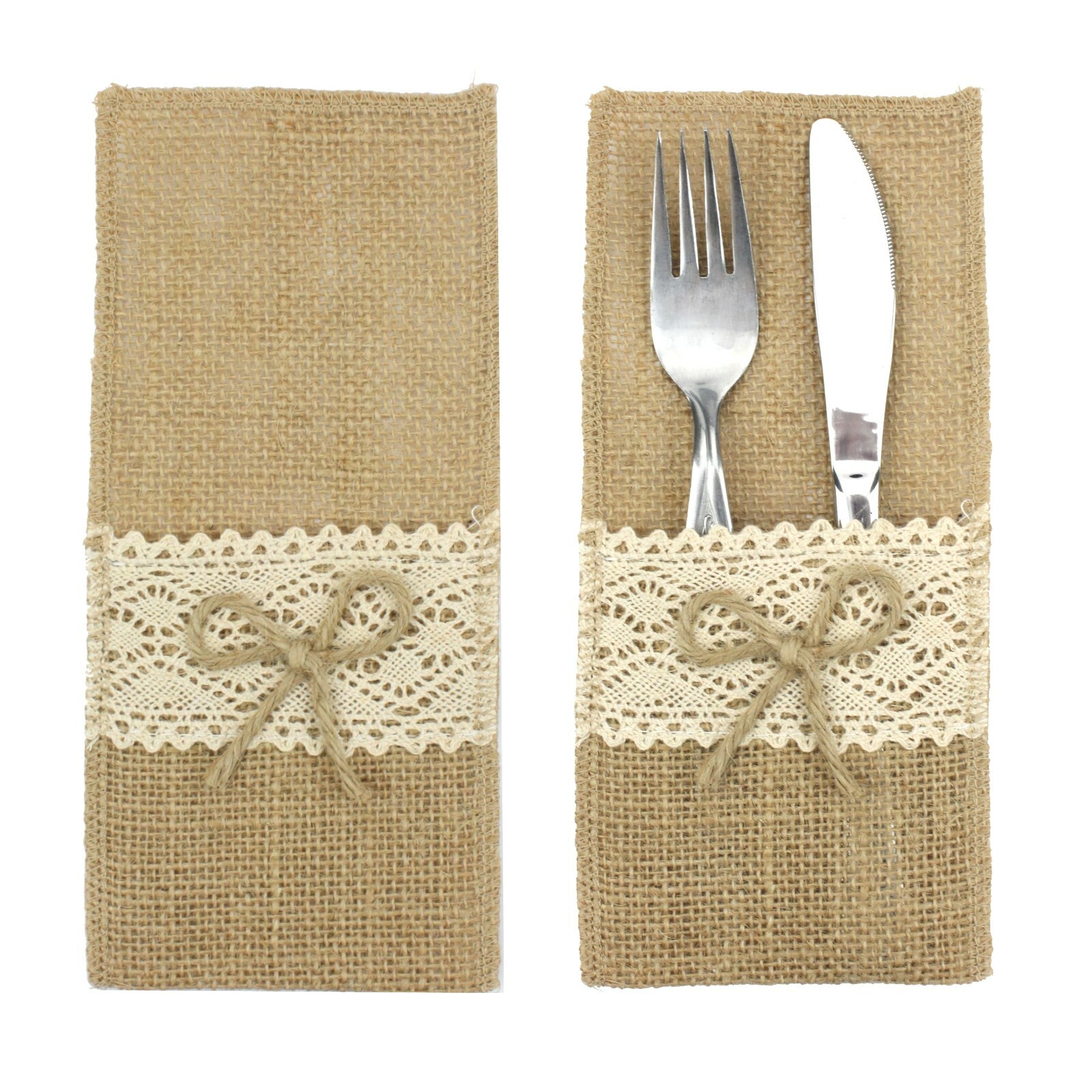 Hessian and Lace Cutlery Pouch