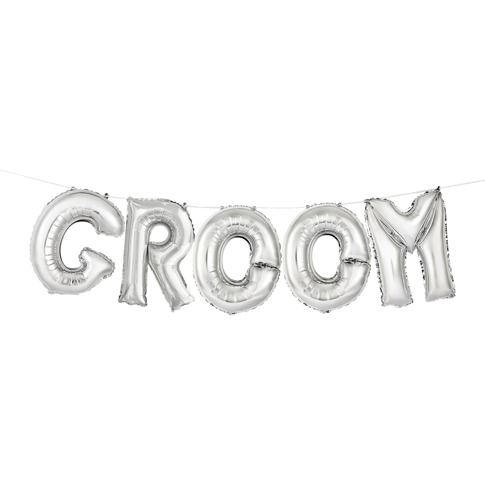 Silver Groom Air Fill Foil Balloon Banner Kit