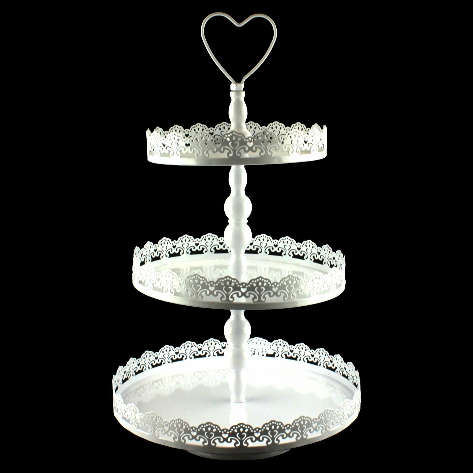 White Metal Lace 3 Tier Cupcake Stand