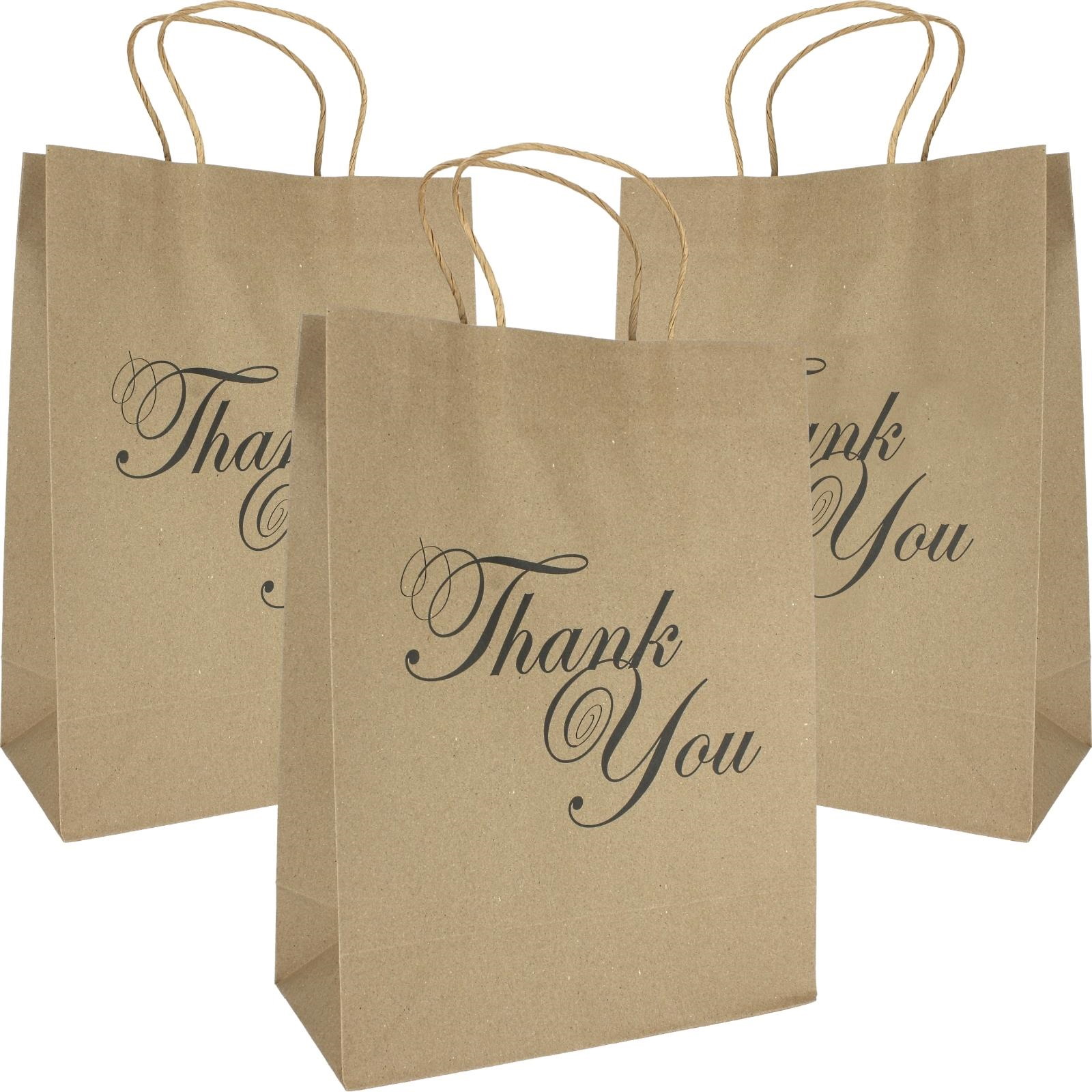 Brown Kraft Thank You Gift Bags 33cm (Pack of 12)