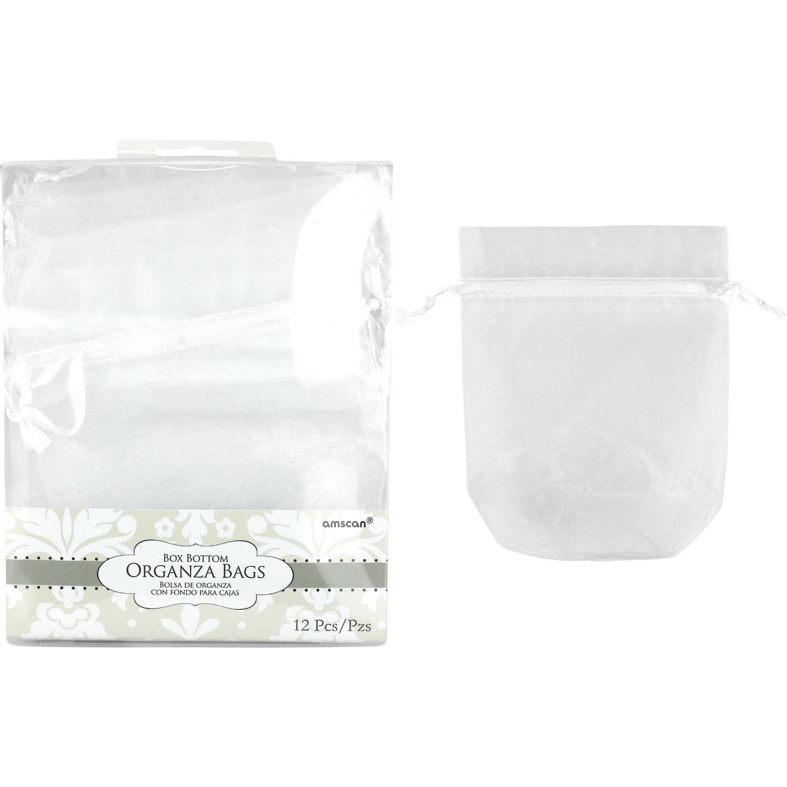 White Organza Drawstring Bags (Pack of 12) 