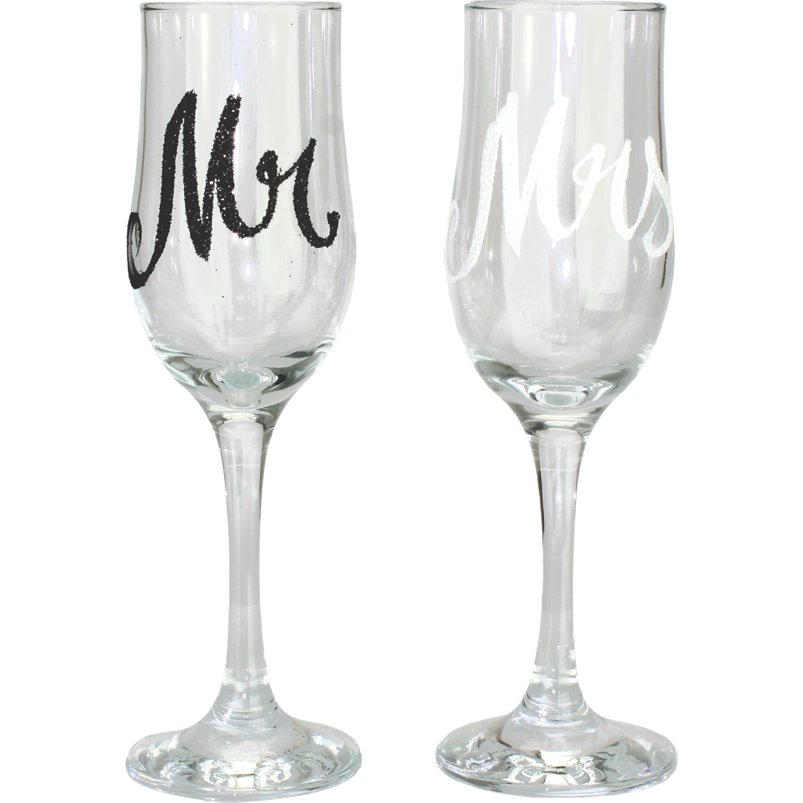 Mr and Mrs Glitter Champagne Glass Set