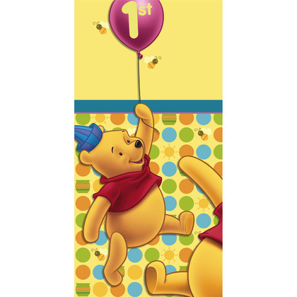 Winnie the Pooh 1st Birthday Plastic Tablecloth