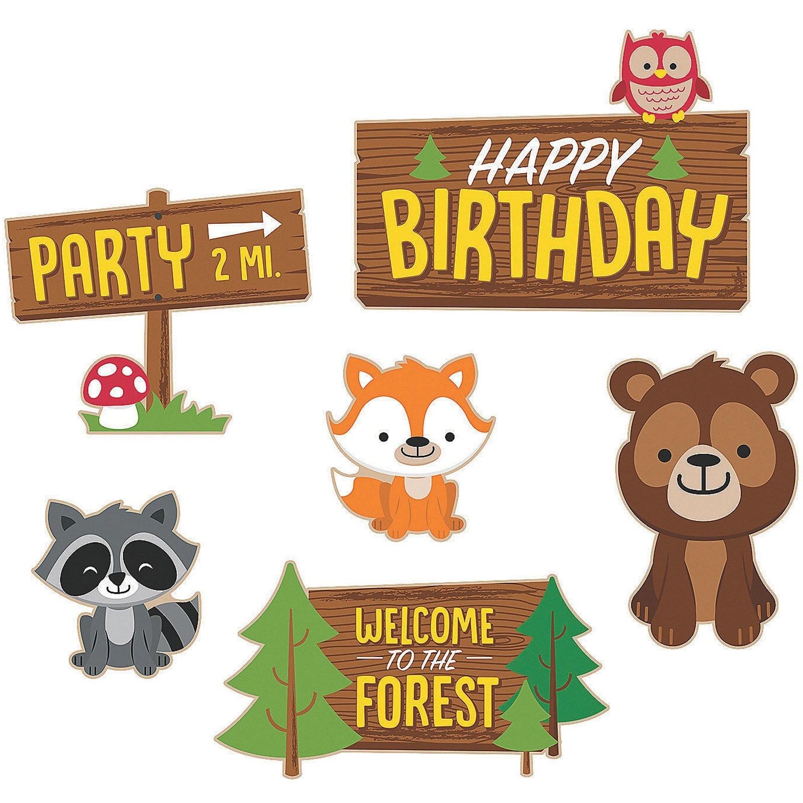 Woodland Animal Party Large Cutouts (Pack of 6)