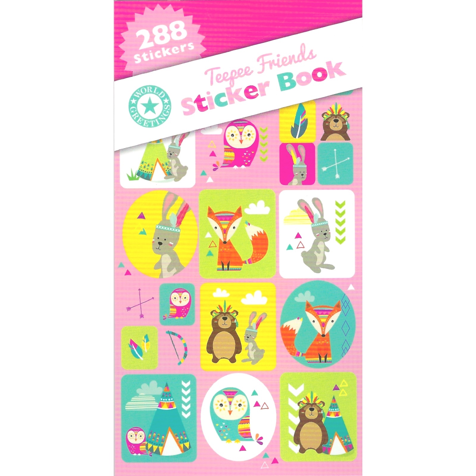 Pink Teepee Friends Sticker Book (12 Sheets)