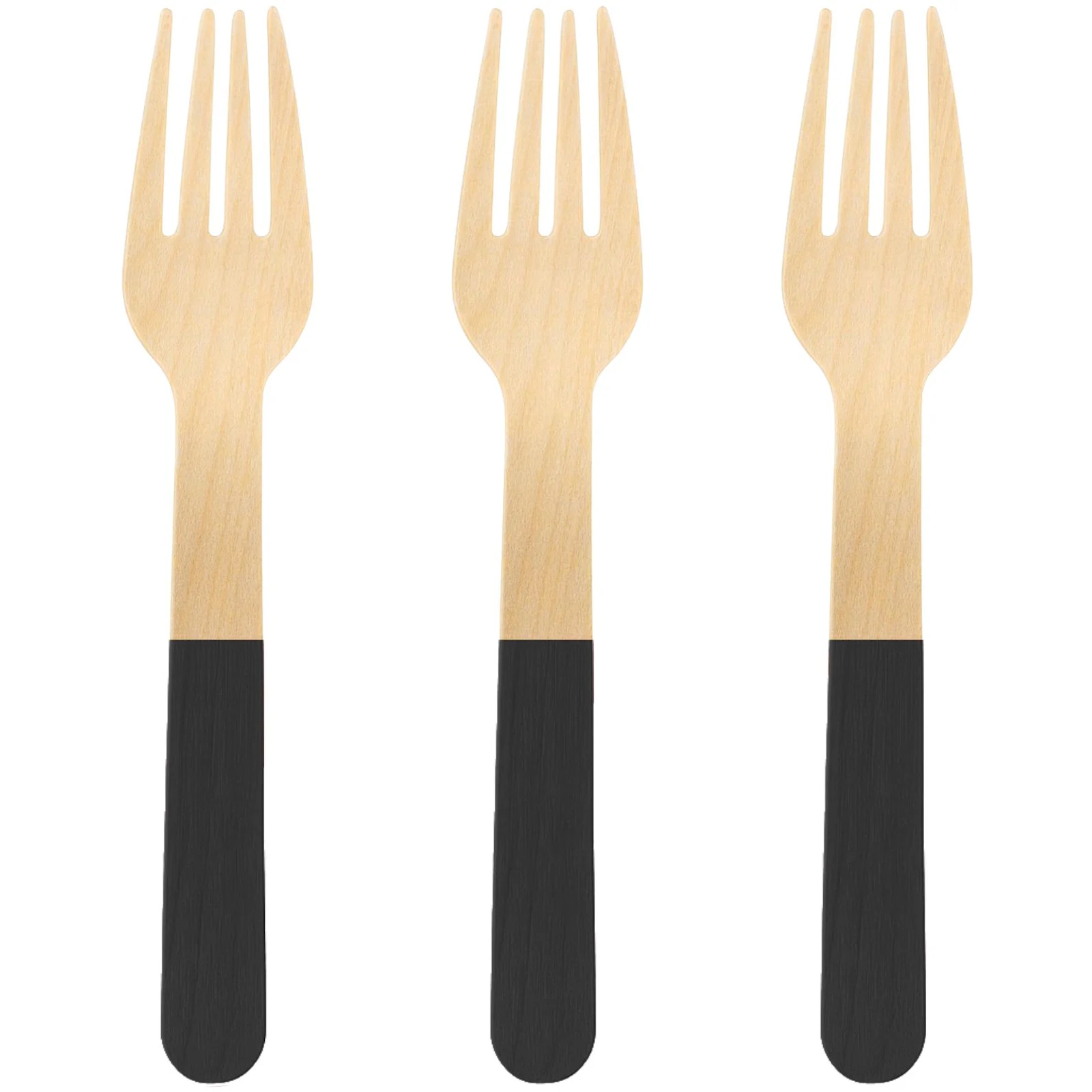 Wooden Dipped Forks Black (Pack of 20)