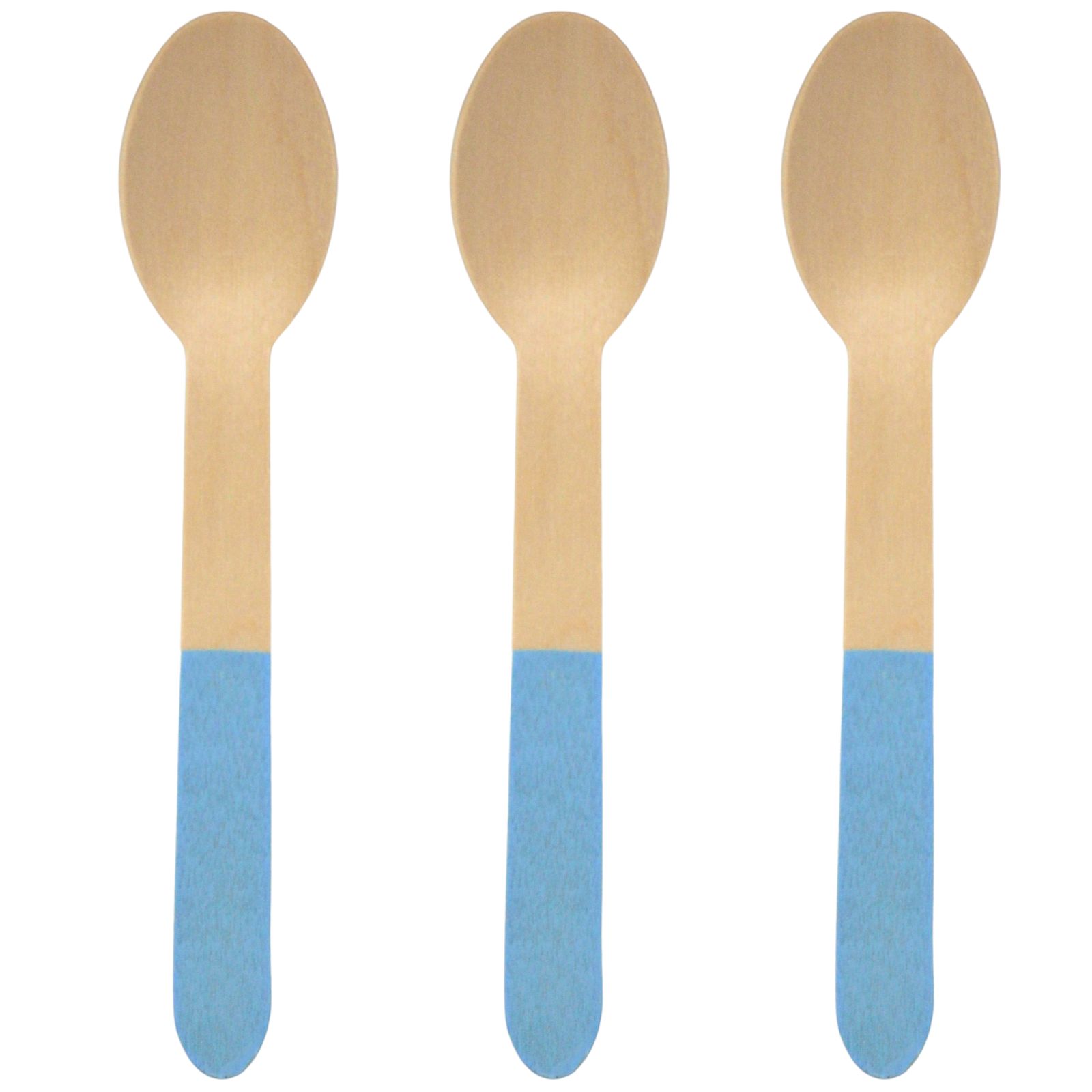 Wooden Dipped Spoons Light Blue (Pack of 20)