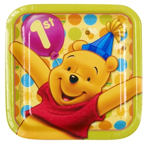 Winnie the Pooh 1st Birthday Small Paper Plates (Pack of 8)